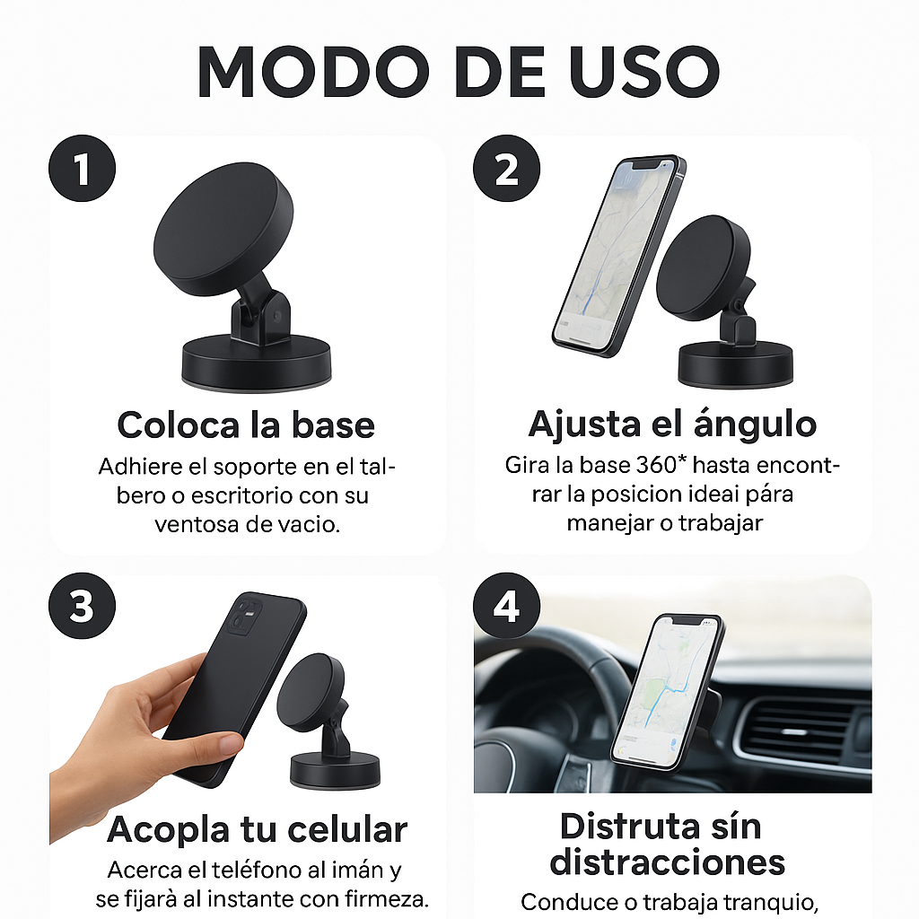 2x Soporte Magnético Multifuncional – Conduce sin distracciones desde el primer uso