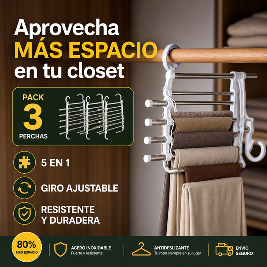HangFive (Pack 3 Unidades) - 5 prendas colgadas donde antes cabía 1
