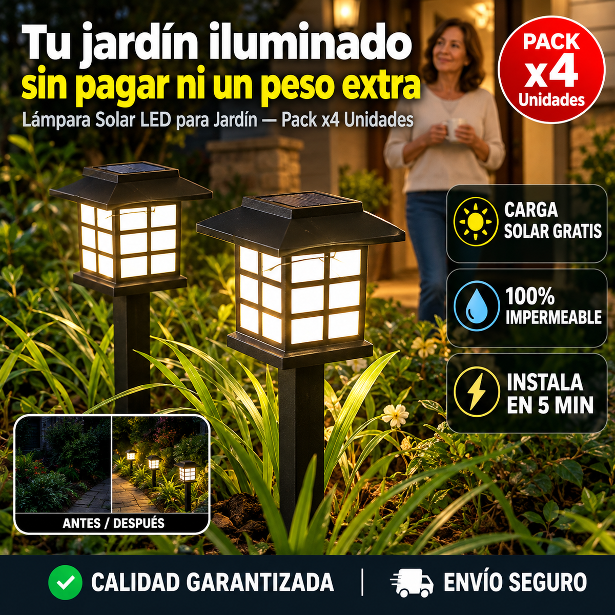 Pack 4 GardenSol – Ahorra y decora sin cables