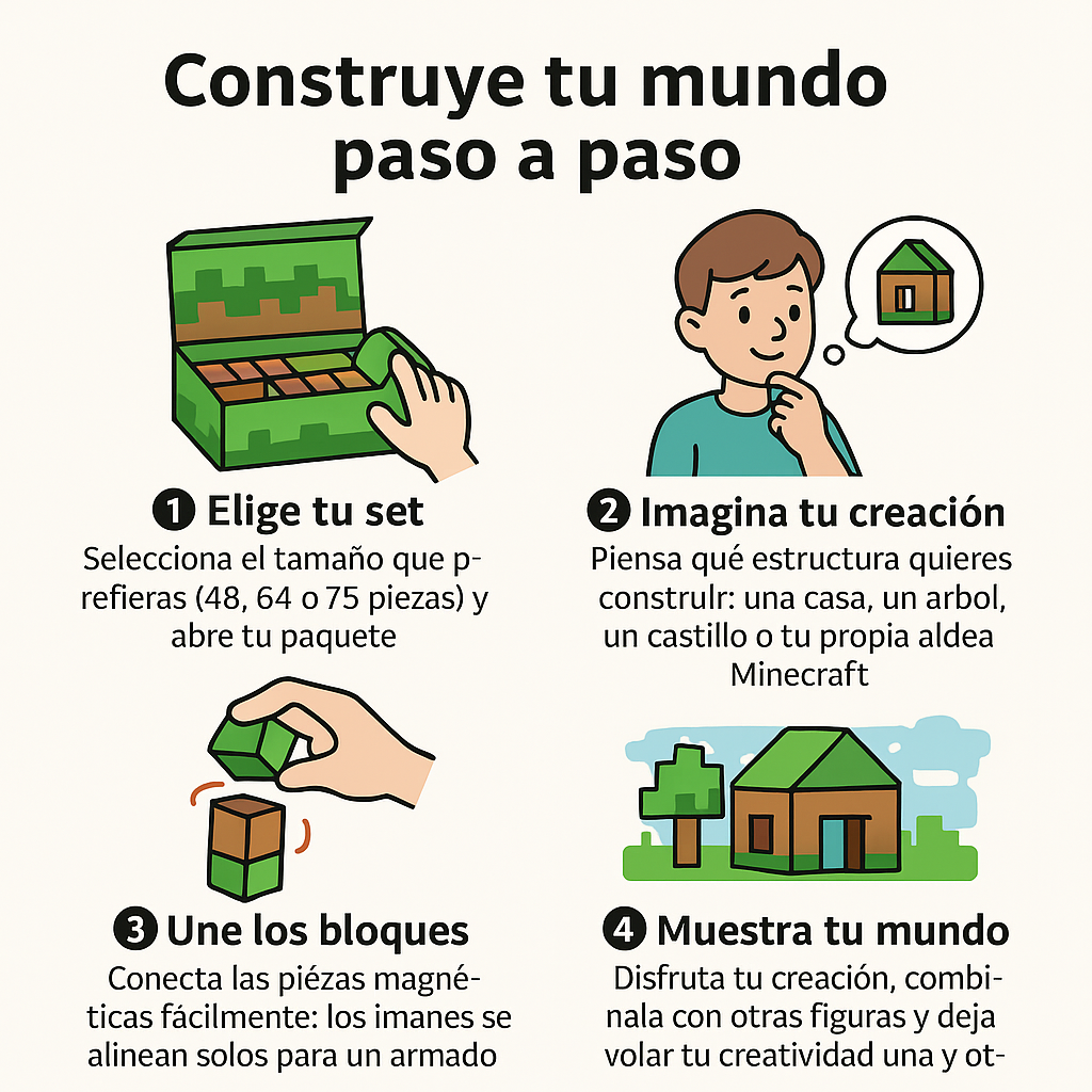 Bloques Magnéticos (75 piezas) – Construye al Estilo Minecraft – Da vida a tus ideas