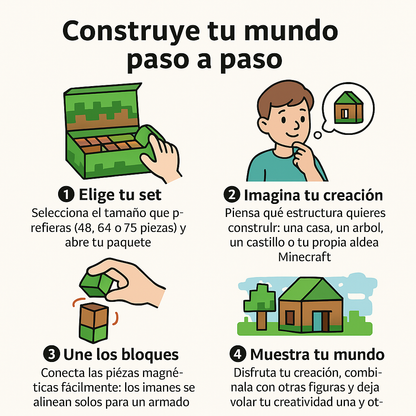 Bloques Magnéticos (75 piezas) – Construye al Estilo Minecraft – Da vida a tus ideas
