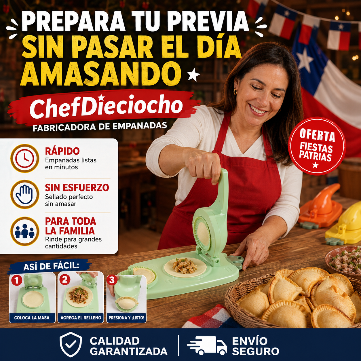 Pack 3 ChefDieciocho – Empanadas Cocktel perfectas sin pasar horas amasando