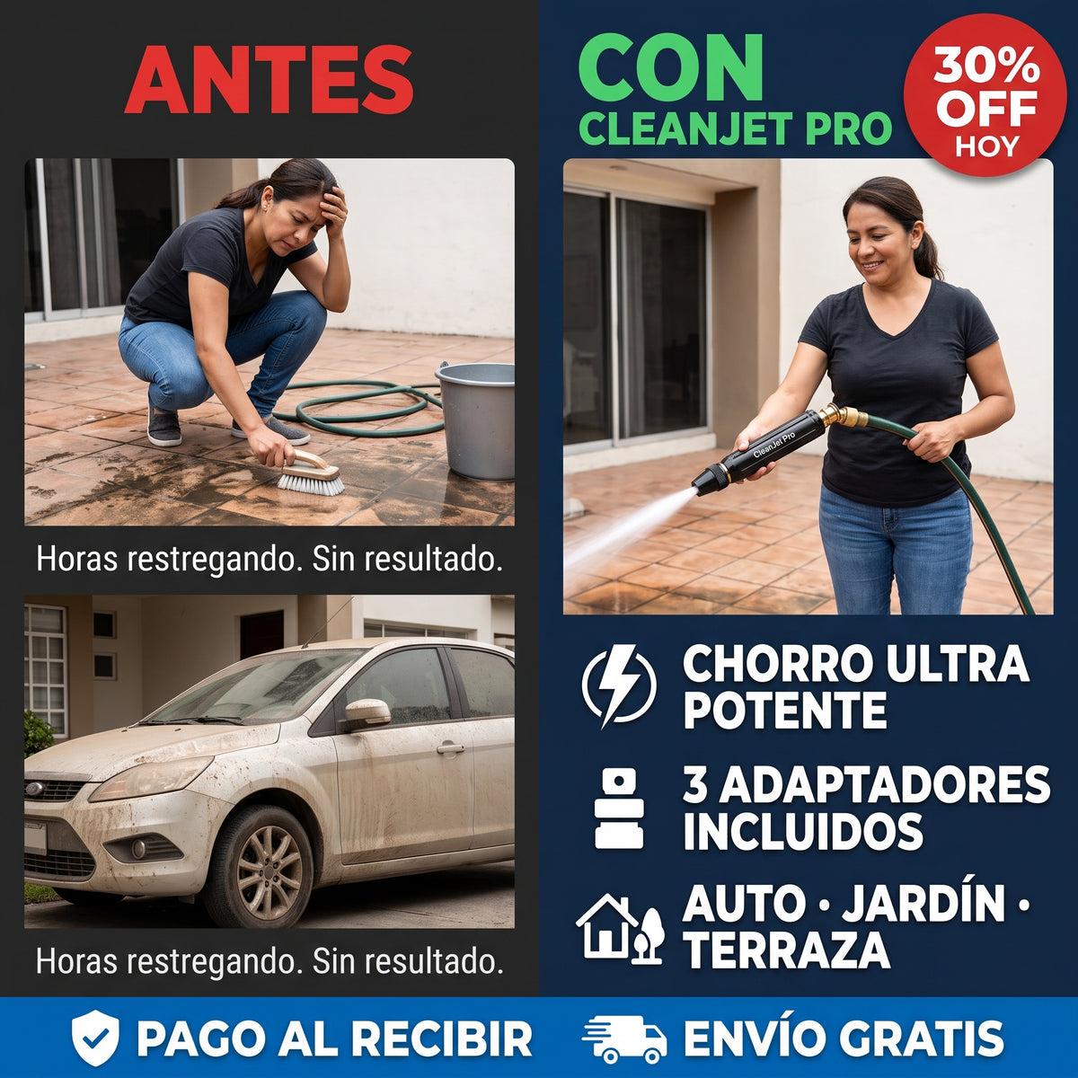 CleanJet Pro – Convierte tu manguera en una máquina de limpieza