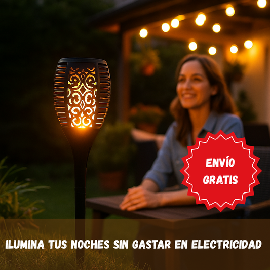 Pack 2 x Antorcha Solar LED-Ahorra energía y decora tu terraza todo el año