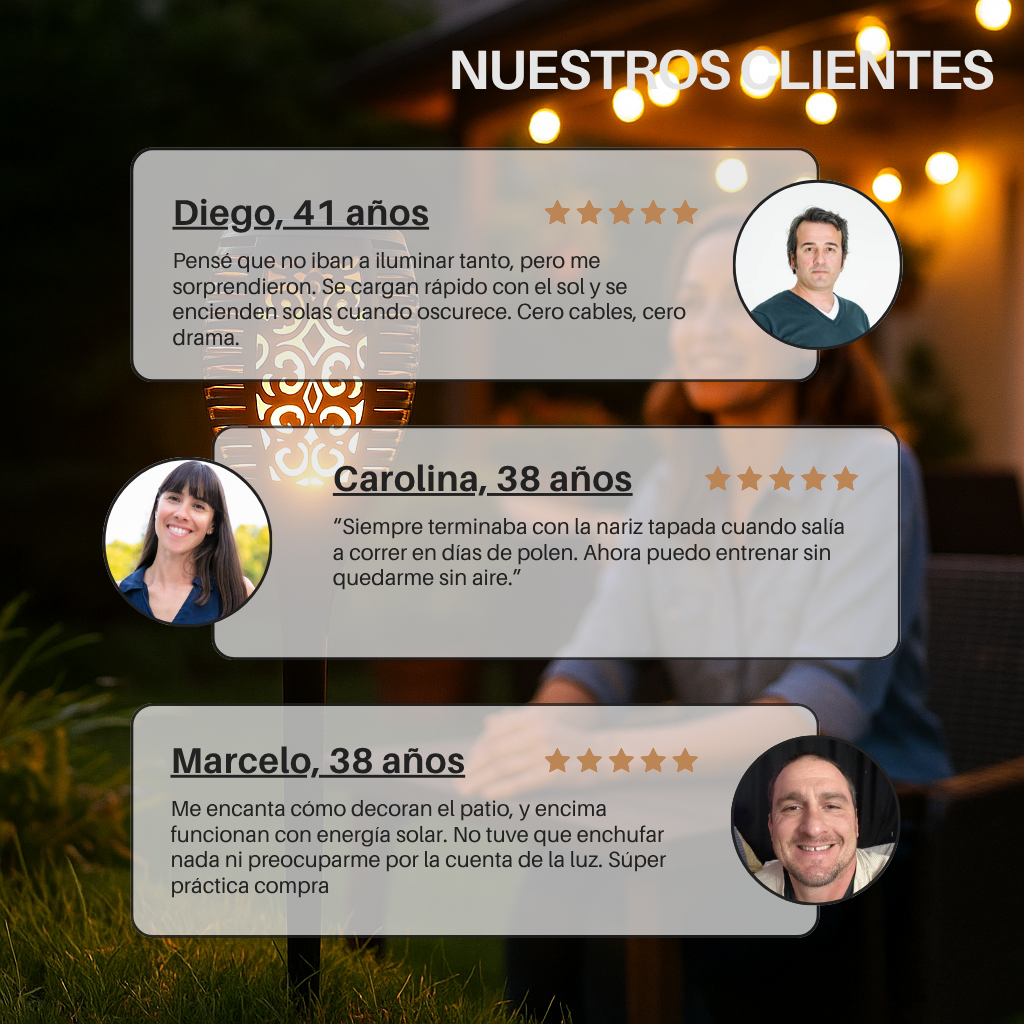 Pack 2 x Antorcha Solar LED-Ahorra energía y decora tu terraza todo el año