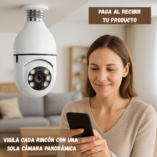 Cámara Panorámica Inteligente-Cuida tu hogar Día y Noche sin Instalaciones complejas