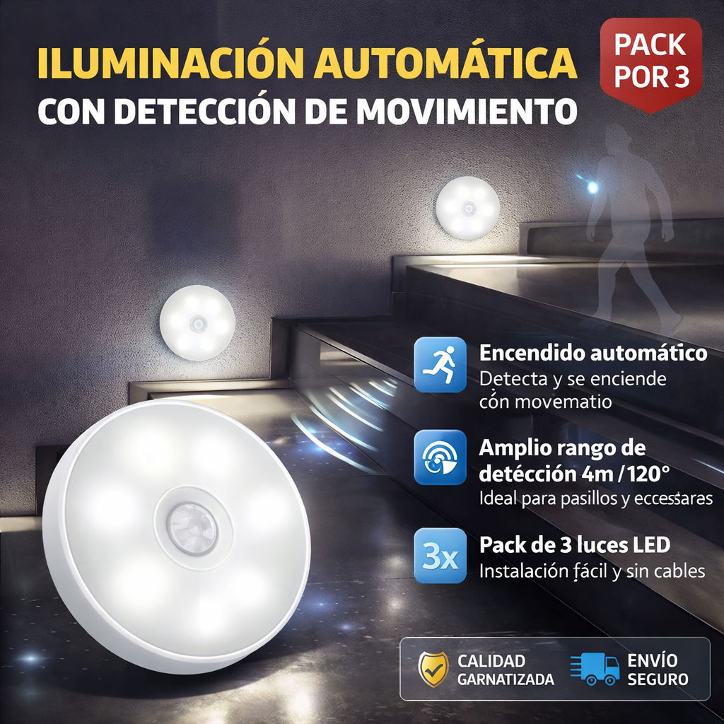 LumiSense – Se enciende sola cuando la necesitas (Pack x3)